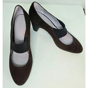 WOMEN'S Johnston & Murphy Denise Coffee Brown Suede 10 M Slip-On Heel Pump New